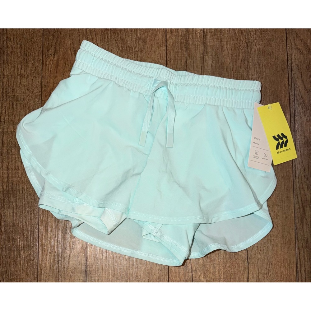 All in Motion Girls Flowy Shorts Light Teal Blue Mid Rise S 6/7 NWT